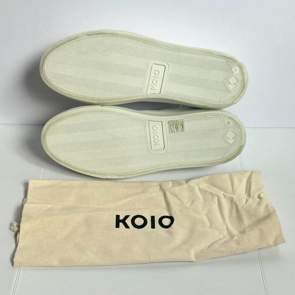 KOIO Men’s Capri Leather Low Top Sneakers White Size 43 w/ storage bag - Picture 3 of 12